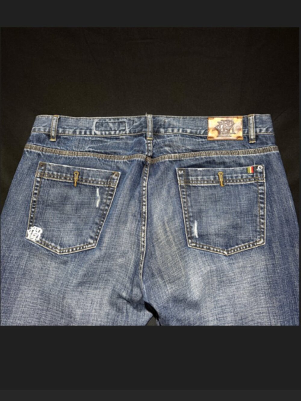 LRG Men Jeans 40 Blue Distressed 100% Cotton Straight Leg Loose Fit